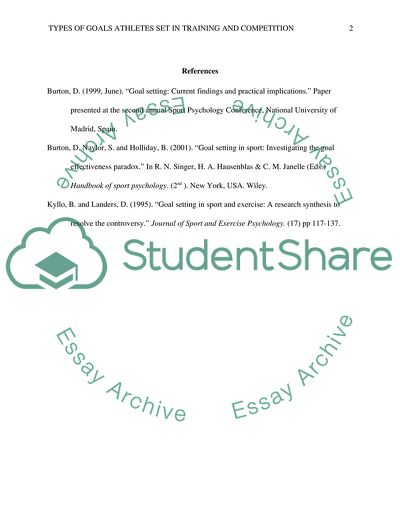 A Qualitative Analysis of the Types of Goals Athletes Set in Training and Competition