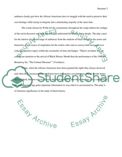 Response to play: The Coloured Museum