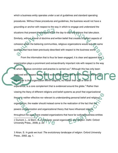 Organization and religion