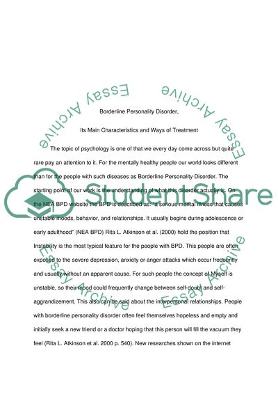 Borderline Personality Disorder, Its Main Characteristics and Ways of Treatment