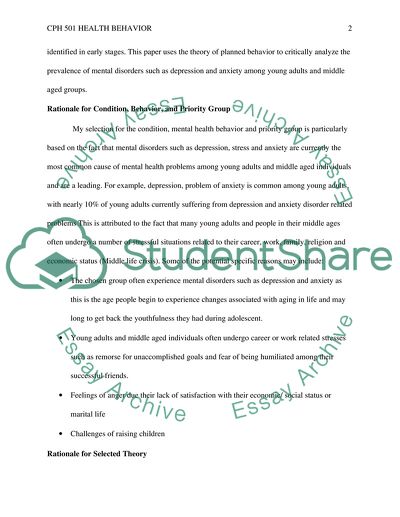Application of One of Four Individual Theories to Health Behavior