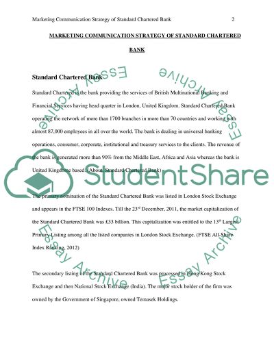 Marketing Communication Strategy of Standard Chartered Bank