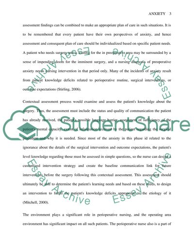 Anxiety of a Preoperative Patient