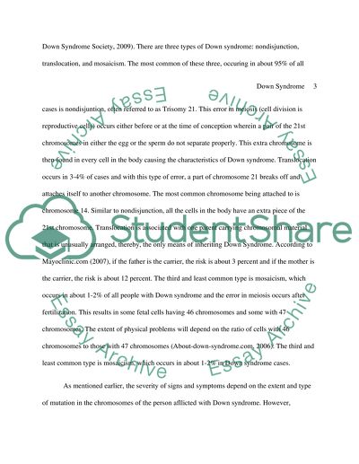 Down syndrome Research Paper