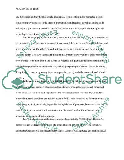 The Stress of Middle School Principals in Relation to the State Standardized Testing
