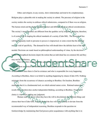 Boethius View on Free Will