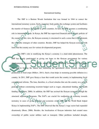 International Funding: Kenyas Economy