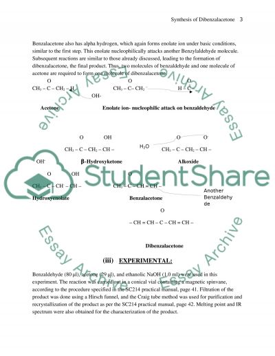 Synthesis Of Dibenzalacetone By Aldol Condensation Of Benzaldehyde And ...