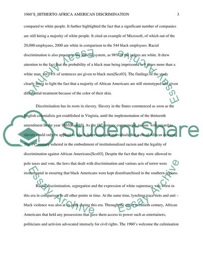 1960s Hitherto Africa American Discrimination