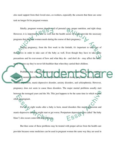 Mental Health Problems during Pregnancy