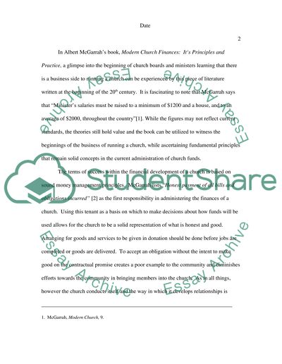 Church Finance: Dealing with a Business That is Not a Business