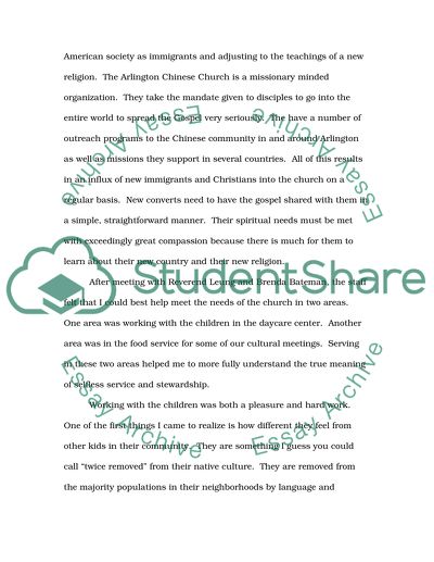 Service Learning Assigment
