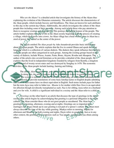 Summary of Who are the Akans