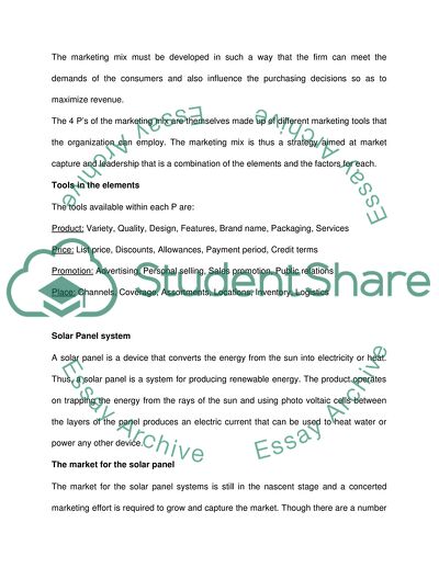 Marketing Mix for Solar Panel System