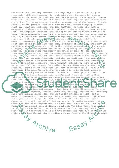 Operation Mangement (forcasting)