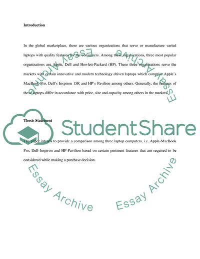 Comparison of the Various Laptop Computers