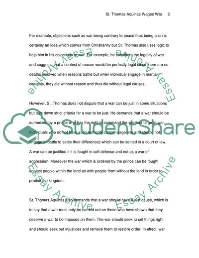 St. Thomas Aquinas Wages War