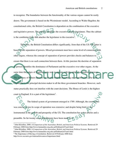 The Constitutions of the United States of America and the United Kingdom