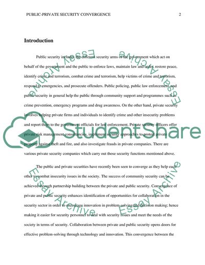 Effectiveness and Extent of the Convergence between Public and Private Security over the Next Decade