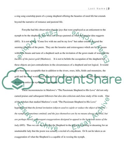 The Passionate Shepherd to His Love by Christopher Marlowe