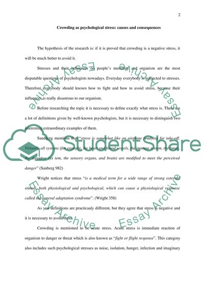 Crowding and Psychological Stress