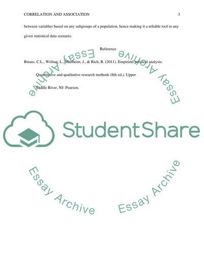 Analysis of Correlation and Association