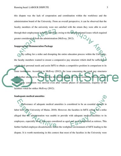 Labour Dispute (identify Top 5 major issues between faculty and university at St.FX university)