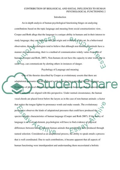 Contribution of Biological and Social Influences to Human Psychological Functioning