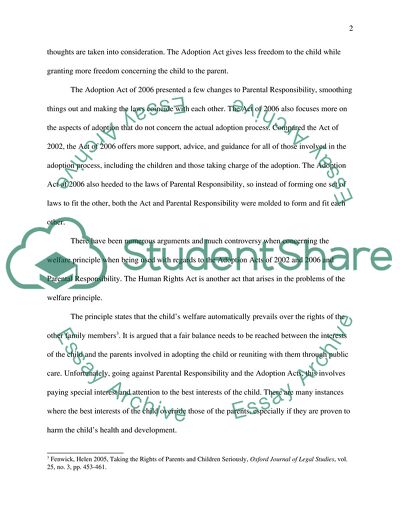 Adoption/76/02/06 Act and Parental Responsibility