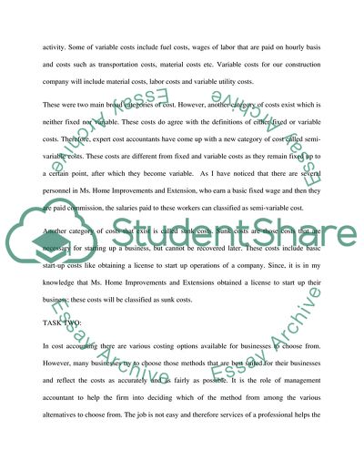 Classification of Day-to day Costs