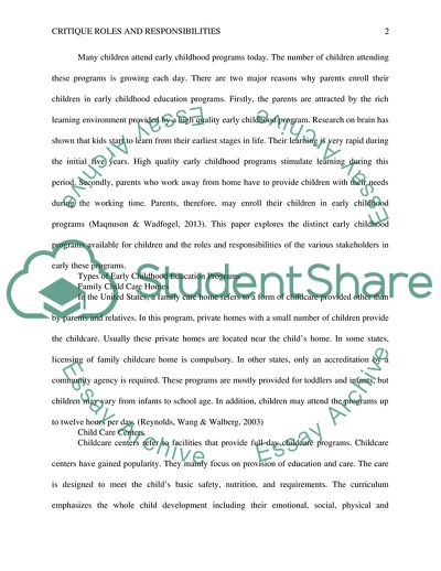 Critique Roles and Responsibilities