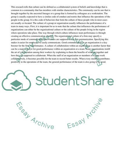 Cultural Influence on Team Performance