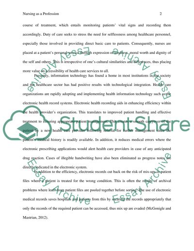 Nursing as a profession essay
