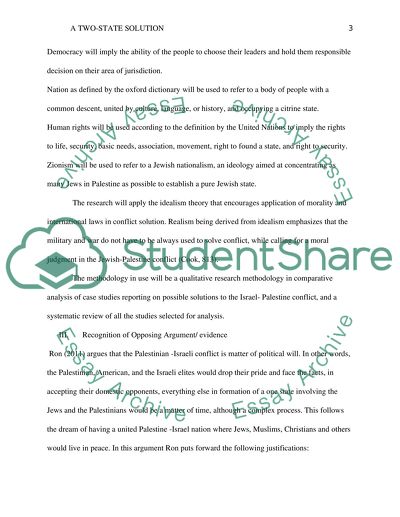Outline Assignment: A Solution for the Israeli Palestinian Conflict