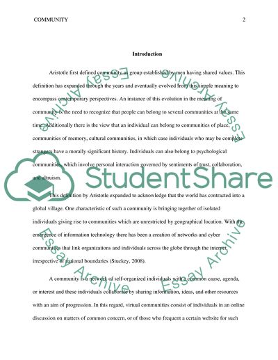 Community Paper - Assignment B Essay Example | Topics and Well Written ...