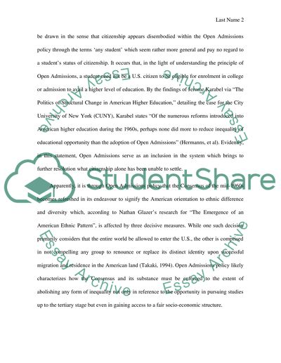 Does the Open Admissions Policy at City College Represented Citizenship