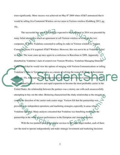 Vodafones Sale of Ownership of Joint Venture to Verizon