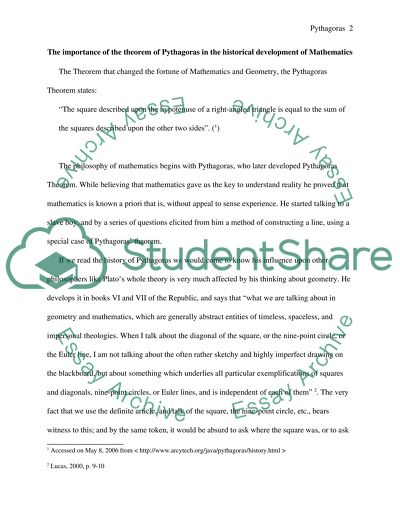 Theorem of Pythagoras in Mathematics