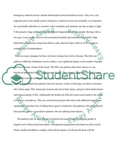 The Falls Care Pathway within the Ambulance Service