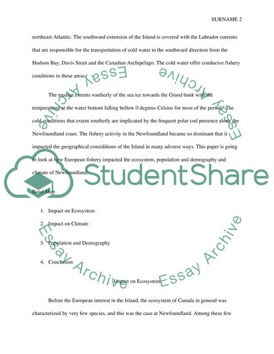 The Impact of European Fishery on the Historical Geography of Newfound Land