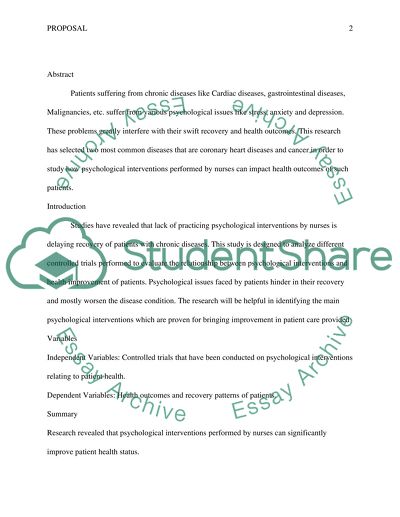 Nursing and psychology detailed proposal