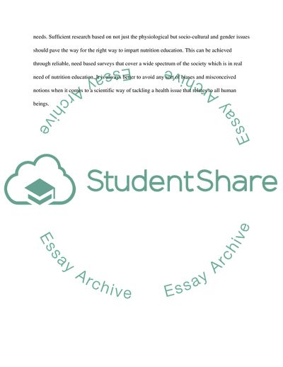 Nutrition Education and Gender Issues