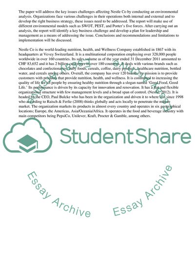 Internal and External Environment of Nestle