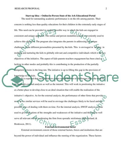 Start-up Idea: Online or In-Person of the Ark Educational Portal