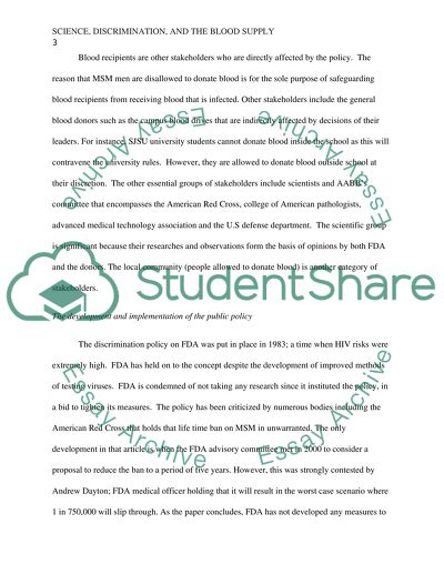 Science, Discrimination, and the Blood Supply