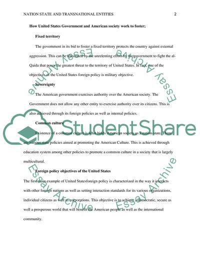 Nation State and Transnational Entities