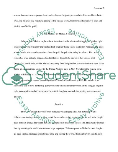 A Comparison Between the Two Articles: Inspiration to the World