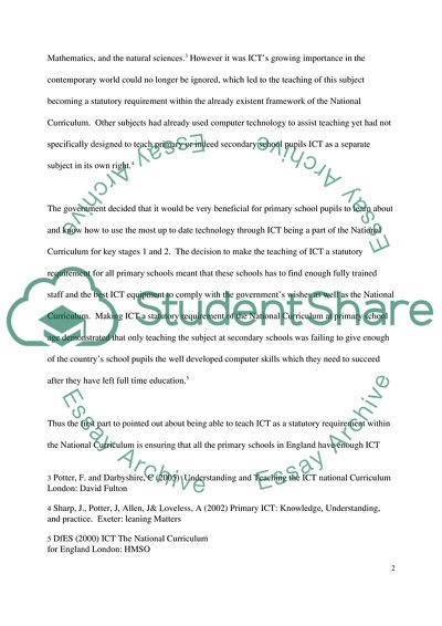 A Discussion of the Statutory Requiements of the National Curriculum for ICT