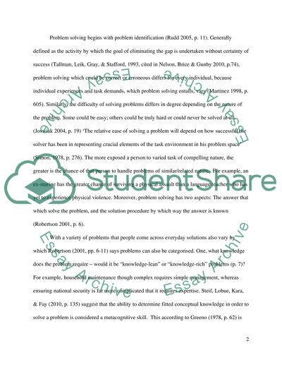 How Does The Academic Study Of Problem Solving And Thinking Relate To Essay