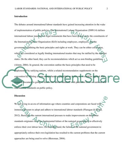 Labor Standards: National and International of public policy